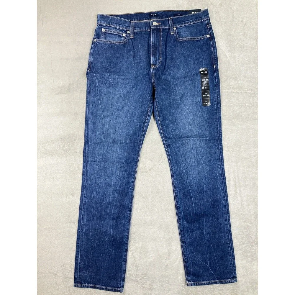 J.Crew Flex Slim Mens Jeans 35x32* Blue Denim 5 Pocket Stretch Preppy